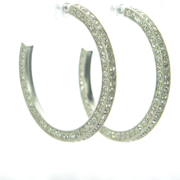 Kenneth Jay Lane KJL Crystal Hoop Earrings - Picture 1 of 4